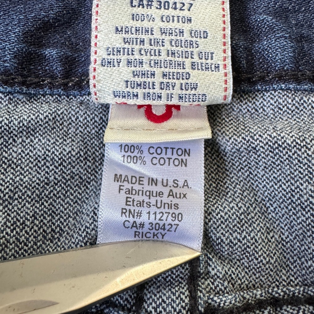 True Religion Ricky Super T Mens Jeans Size 40 Dark Wash Straight Flap Pocket - Picture 6 of 11